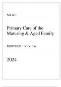 Chamberlain - NR-601 Primary Care of the Maturing & Aged Family - Midterm 1 Review 2024