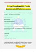 CA Real Estate Exam 2024 Practice Questions with 100% Correct Answers