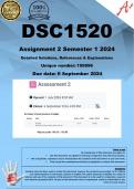 DSC1520 Assignment 2 (QUIZ COMPLETE ANSWERS) Semester 2 2024 (199896 ) - DUE 6 September 2024