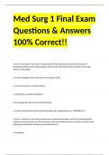 Med Surg 1 Final Exam Questions & Answers 100% Correct!!