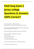 Med-Surg Exam 2 jersey college Questions & Answers 100% Correct!!