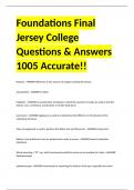 Foundations Final Jersey College Questions & Answers 1005 Accurate!!