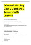 Advanced Med Surg Exam 2 Questions & Answers 100% Correct!!