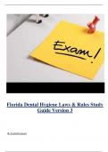 Florida Dental Hygiene Laws & Rules Study Guide Version 3 ( Latest 2024 / 2025 ) Actual Questions and Answers 100% Correct