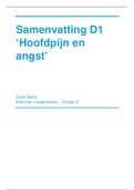 Samenvatting D1 - Hoofdpijn en angst