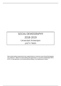 Social Demography (UA) - Samenvatting 2019