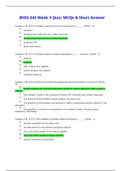 BIOS 242 Week 3 Quiz: MCQs & Short Answer Latest Complete Solution Guide.