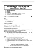 Introduction à la recherche scientifique en droit samenvatting