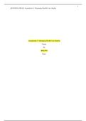 HSA 501 Week 8 Assignment 2: Managing Health Care Quality (worth 200 points).