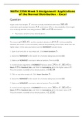 MATH 225N Week 5 Assignment: Applications of the Normal Distribution – Excel (2020) solution guide.