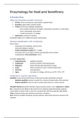 Summary enzymology for food and biorefinery (FCH-31306)