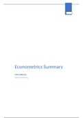 Summary Econometrics 19/20 - Using econometrics; a practical guide, A.H. Studenmund