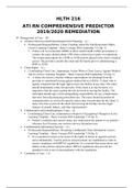 HLTH 216  ATI RN COMPREHENSIVE PREDICTOR 2019/2020 REMEDIATION