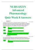 NURS 6521N Advanced Pharmacology Quiz Week 8 Answers LATEST QUESTIONS AND ANSWERS