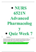 NURS 6521N Advanced Pharmacology • Quiz Week 7