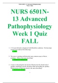 NURS 6501N- 13 Advanced Pathophysiology Week 1 Quiz (FALL 2020/2021)