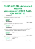 NURS 6512N, Advanced Health Assessment 2020 FALL Qtr WEEK 11
