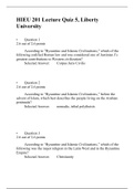 HIEU 201 LECTURE QUIZ 5 ANSWER(3 VERSIONS),Question with correct Answers,HIEU 201:HISTORY OF WESTERN CIVILIZATION I,LIBERTY UNIVERSITY