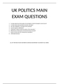 *FLASH SALE*2024/25 UPDATED* A-Level Politics UK Main Exam Questions Essay Plans