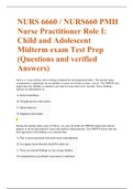 NURS 6660 / NURS660 PMH Nurse Practitioner Role I: Child and Adolescent Midterm exam Test Prep (Questions and verified Answers)