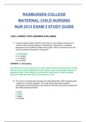  Exam (elaborations) Exam 3 : NUR2513/ NUR 2513 (Latest 2024/ 2025) Maternal-Child Nursing Exam | ACTUAL Questions and Verified Answers| Already Graded A - Rasmussen