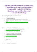 NR 565 / NR565 Advanced Pharmacology Fundamentals Week 3 & 4 Quiz bank | Chapters 14, 15, 29,35 | LATEST, Questions and Verified Answers | Chamberlain College