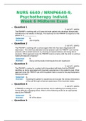 NURS 6640 / NRNP6640-9, Psychotherapy Individ. Week 6 Midterm Exam GRADED A 2020/2021