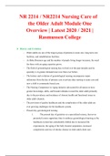 NUR 2214 / NUR2214 Nursing Care of the Older Adult Module One Overview | Latest 2020 / 2021 | Rasmussen College