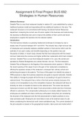 Assignment 6 Final Project BUS 692: Strategies in Human Resources       Abstract Summary:   Sweetie Pies is a soul food restaurant located in eastern St. Louis established by using a traditional business model and expanding with two additional locations i