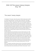 ENG 120 The Lesson Literary Analysis   Eng. 120                       ' The Lesson' Literary Analysis           Toni Bambara's ' The Lesson' opens with a group of children waiting around a mailbox for a woman named Miss Moore. The narrato