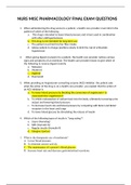 NURS MISC PHARMACOLOGY FINAL EXAM QUESTIONS-LATEST-Completed A