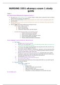 NURSING 3351 a&s exam 1 study guide