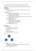 Aantekeningen hoorcolleges Introduction to Cognitive Behavioural Therapies / Notes from the lectures of Introduction to Cognitive Behavioural Therapies. ISBN: 9781433820359