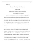 WK5Assign-.docx  NURS 4210  Disaster Planning in West Virginia  Walden University  NURS 4210- Role of the Nurse Leader in Population Health  Disaster Planning in West Virginia  In my home state of West Virginia, we have experienced devastating floods. Flo