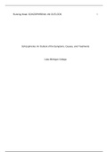  psychresearchpaper.docx  Running Head: SCHIZOPHRENIA: AN OUTLOOK                                                          1  Schizophrenia: An Outlook of the Symptoms, Causes, and Treatments  Lake Michigan College  SCHIZOPHRENIA: AN OUTLOOK              