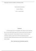  Week 1 Assignment FIN571.docx   Financial markets and institutions  University of Phoenix  FIN/571 Corporate Finance  Introduction  The financial markets refers to any marketplace where trading of securities trading takes place. The bond market, the stoc