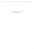  Use of Psychological Assessment Measures.doc   Use of Psychological Assessment Measures- A Journal Article  PSYCH 655 Psychometrics    Use of Psychological Assessment Measures  Biopsychosocial Assessment Tool   Psychology has evolved over the years for p