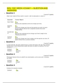 BIOL 1001 WEEK 4 EXAM 1 – QUESTION AND ANSWERS (VERIFIED SOLUTION)