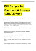 PHR Sample Test Questions & Answers 100% Correct!!