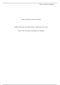 Analysis of Person Centered Counseling.doc    Analysis of Person-Centered Counseling  College of Humanities and Social Sciences, Grand Canyon University   Course: CNL-500 Theories and Models of Counseling   Analysis of Person-Centered Counseling  Question