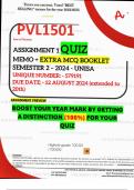 PVL1501 ASSIGNMENT 1 QUIZ MEMO - SEMESTER 2 - 2024 - UNISA - (UNIQUE NUMBER: - 579191 ) (DISTINCTION GUARANTEED) – DUE DATE : 20th AUGUST 2024 (EXTENDED)