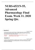 NURS-6521N-55, Advanced Pharmacology Final Exam. Week 11. 400 QUESTIONS WITH VERIFIED ANSWERS ALREADY GRADED A.