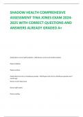 SHADOW HEALTH COMPREHESIVE  ASSESSMENT TINA JONES EXAM 2024- 2025 WITH CORRECT QUESTIONS AND  ANSWERS ALREADY GRADED A+