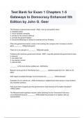  Test Bank for Exam 1 Chapters 1-5 Gateways to Democracy Enhanced 5th Edition by John G. Geer