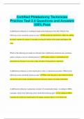 Certified Phlebotomy Technician Practice Test 2.0 Questions and Answers 100% Pass