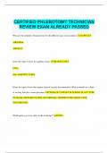 CERTIFIED PHLEBOTOMY TECHNICIAN REVIEW EXAM ALREADY PASSED