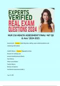 NUR 216 HEALTH ASSESSMENT FINAL/ 467 QS & Ans/ 2024-2025.  