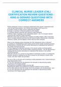 CLINICAL NURSE LEADER (CNL) CERTIFICATION REVIEW QUESTIONS - KING & GERARD QUESTIONS WITH CORRECT ANSWERS