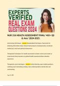 NUR 216 HEALTH ASSESSMENT FINAL/ 465+ QS & Ans/ 2024-2025.  