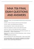 MHA 706 FINAL EXAM QUESTIONS AND ANSWERS